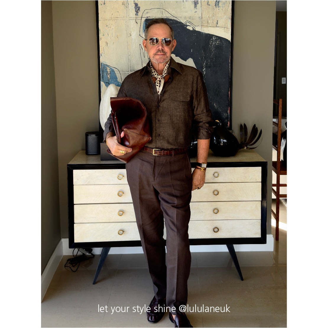 Geometric Chocolate Bar Silk Scarf, Unisex Hand-Rolled Neck Scarf