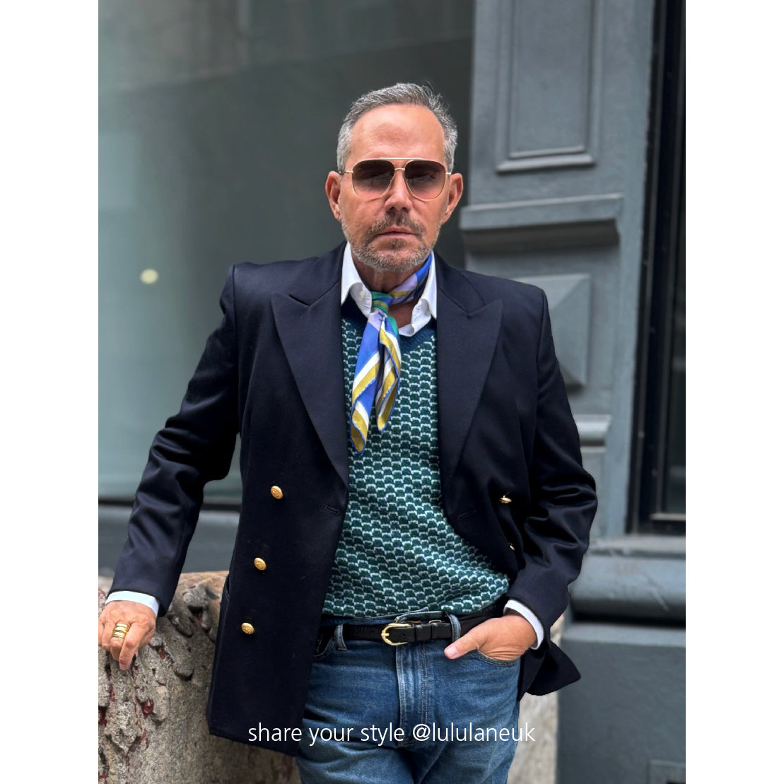 Blue Abstract Lotus Silk Square Scarf, 65cm Double-Sided Print Unisex Bandana Scarf with Hand-rolled Edges