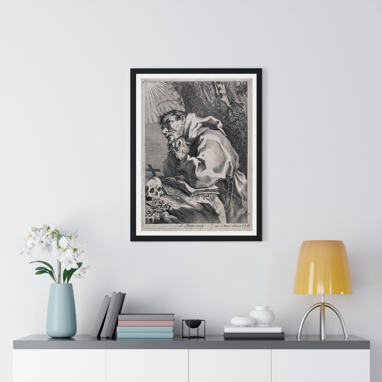 Saint Francis of Assisi in Ecstasy, from the Original Etching, Framed Art Print