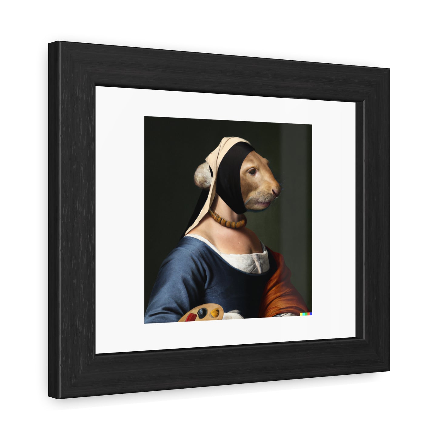 Sea Otter With Pearl Earring In The Style Of Johannes Vermeer 'Designed by AI' Wooden Framed Print