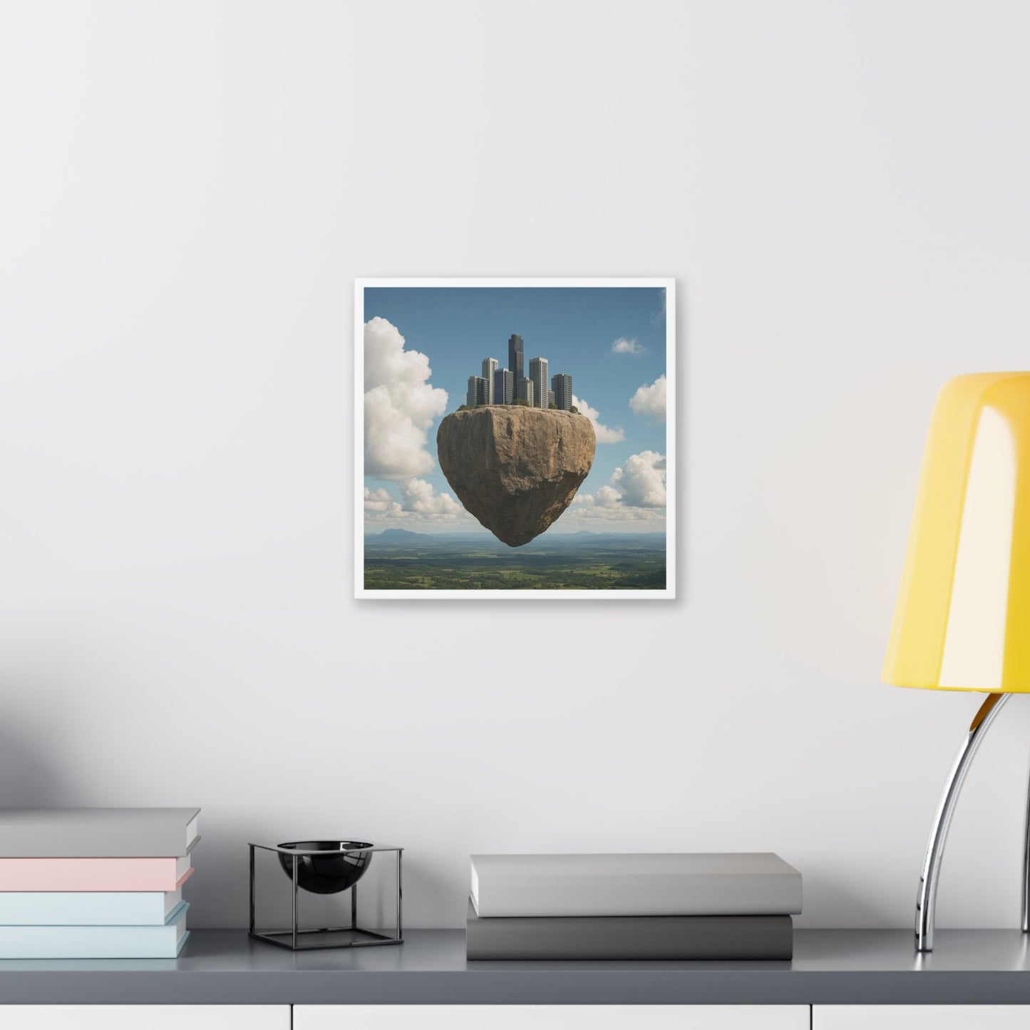 Levitated Mass Suspended Above a Beautiful Landscape II 'Designed by AI' Canvas Art Print