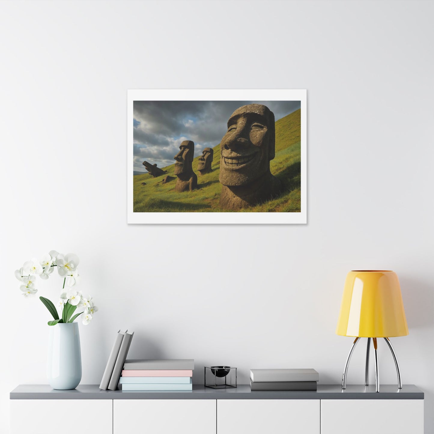 Moai Statues of Easter Island Seen on a Good Day 'Designed by AI' Canvas Art Print
