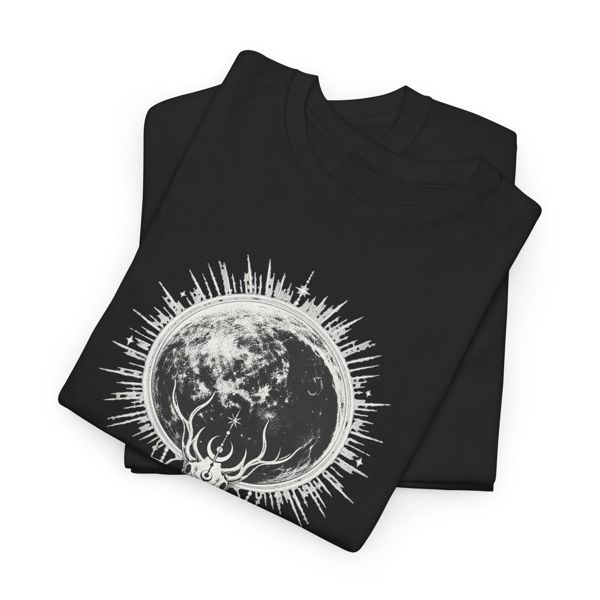 Distressed Moon with Horn Emblem, Goth T-Shirt