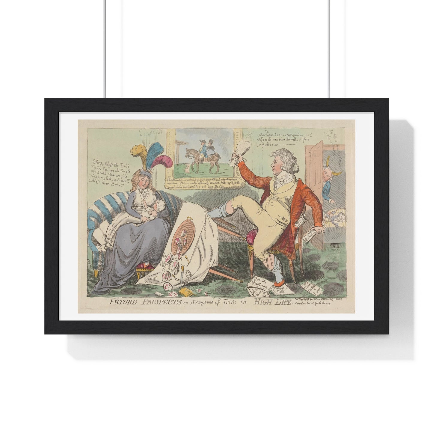 Symptoms of Love in High Life (1796) by Isaac Cruikshank, from the Original, Framed Art Print