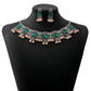 Vintage Emerald Earrings, Ethnic Style, Square Tassel Bead Pendant Jewellery Set
