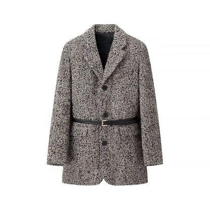 Women's Belted Loose Suit Jacket Coat, Cross Seasons