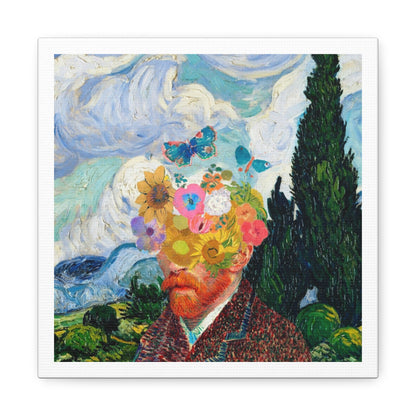 Self Portrait by Vincent Van Gogh, Remix, Art Print on Canvas, Stretched