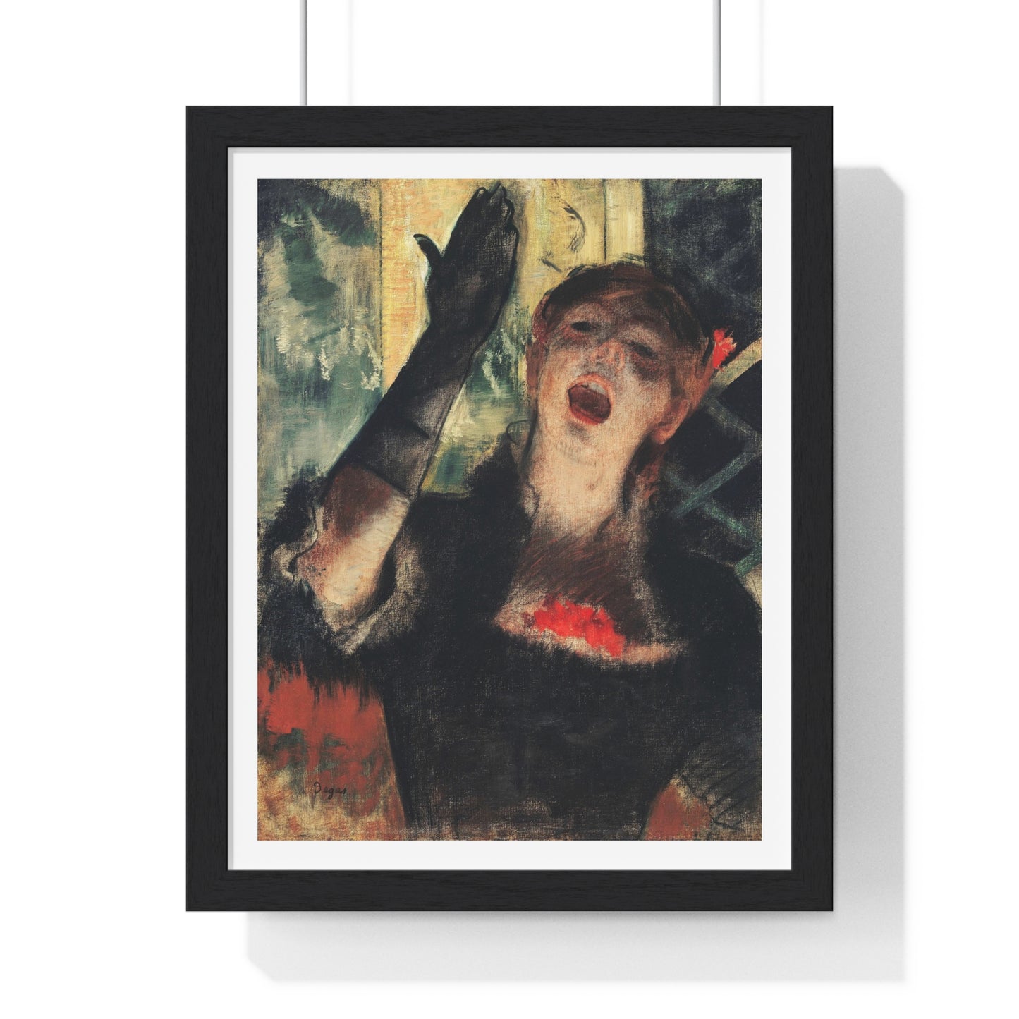 Café Singer (1879) by Edgar Degas from the Original, Framed Art Print