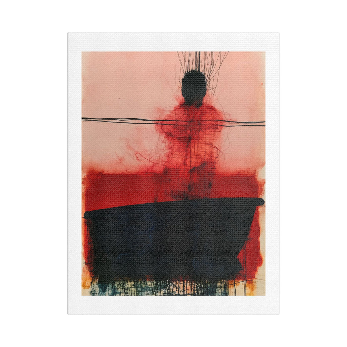 In a Boat, Neo-Surrealism, Art Print on Satin Canvas, Stretched