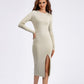 Vireous Daily Business Wear Long Sleeve Skinny Knit Dress