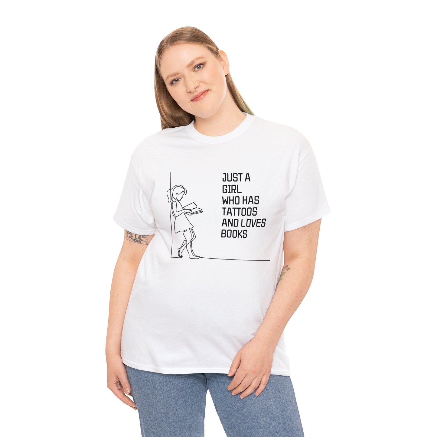 Just a Girl Who Has Tattoos and Loves Books! Cotton T-Shirt Women's