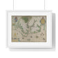 Engraved Map of Virginia (1618) Showing the Arrival of Sir Walter Raleigh's Expedition, from the Original, Framed Print