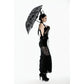 Dark in Love Belladonna Embroidered Folding Parasol in Black