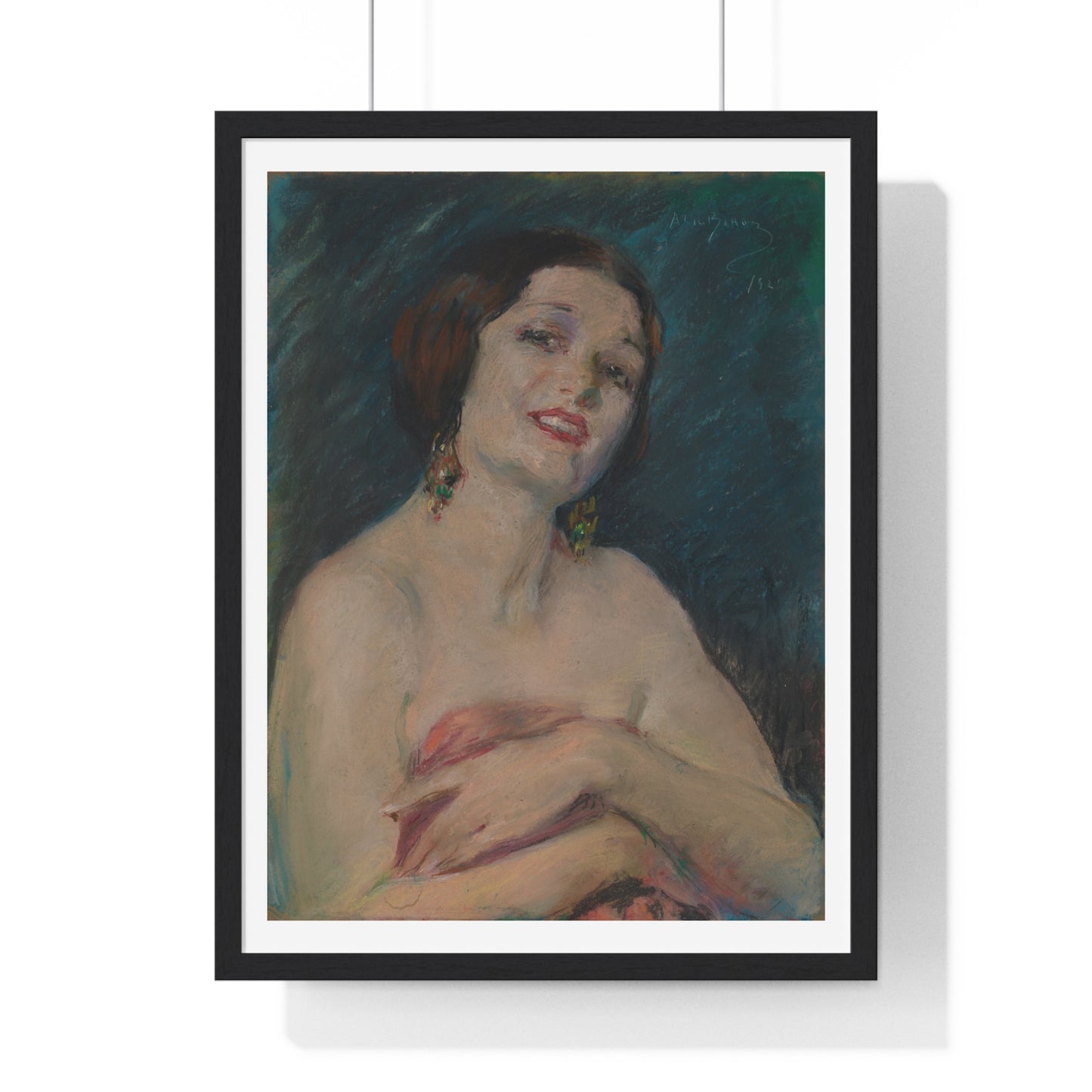 Model Holding Drapery (circa 1929) by Alice Pike Barney, from the Original, Framed Art Print