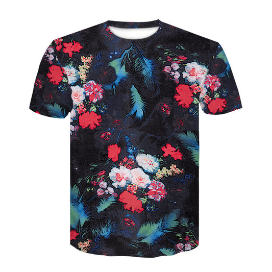 Black Flower Print T-Shirt