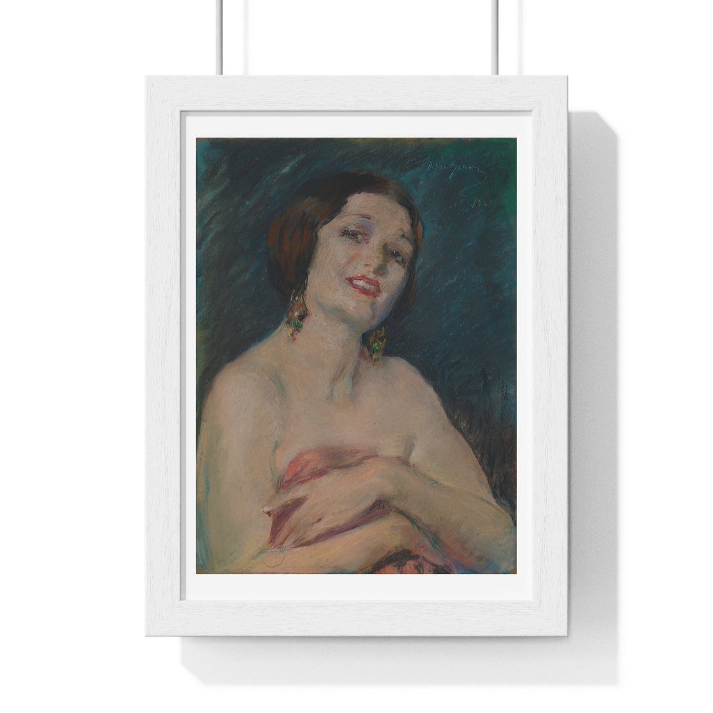 Model Holding Drapery (circa 1929) by Alice Pike Barney, from the Original, Framed Art Print