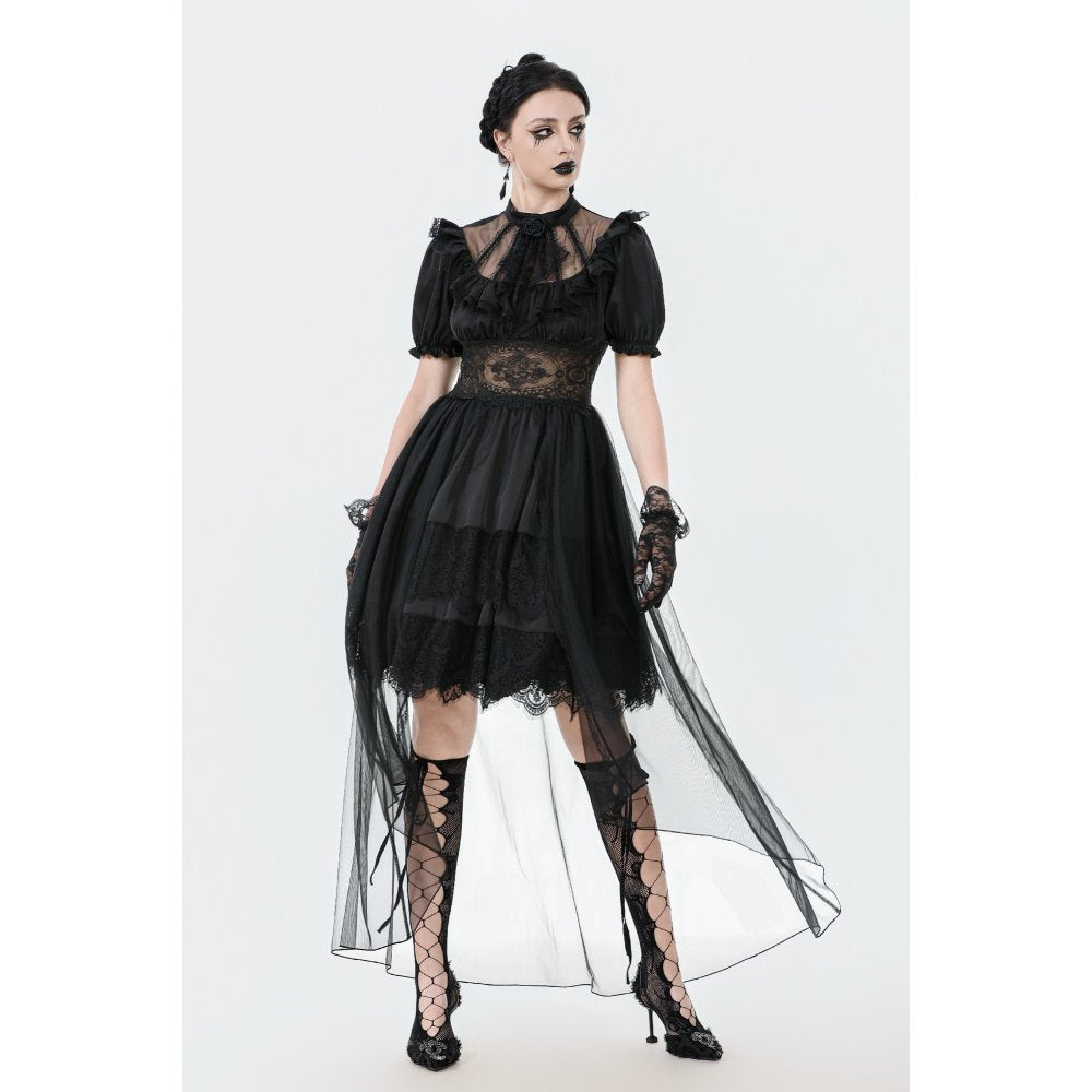 Dark in Love Ebon Rose High-Low Mesh and Lace Goth Dress