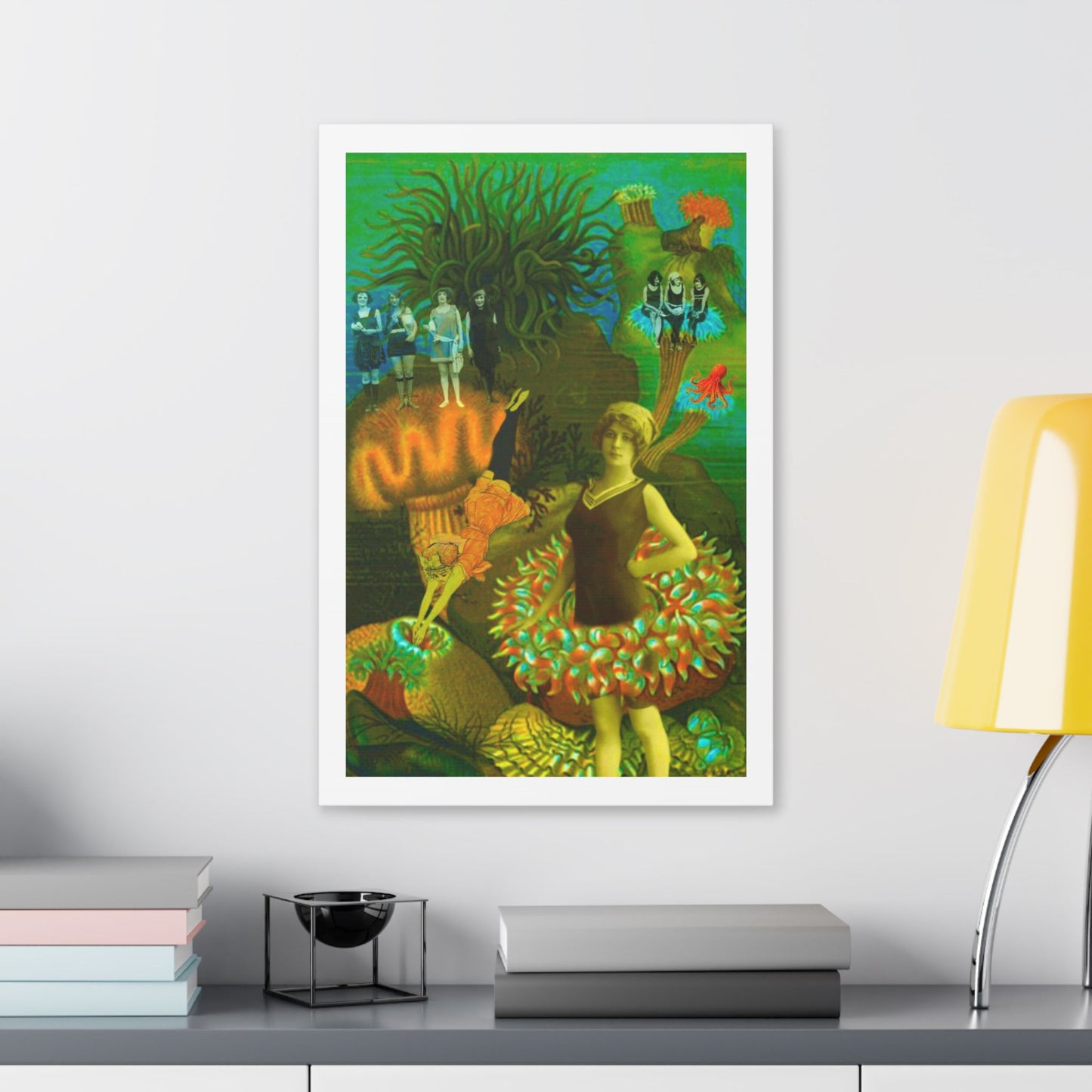 Deep Sea Divers, Surrealist Art, Digital Collage 'Designed by AI' Canvas Art Print