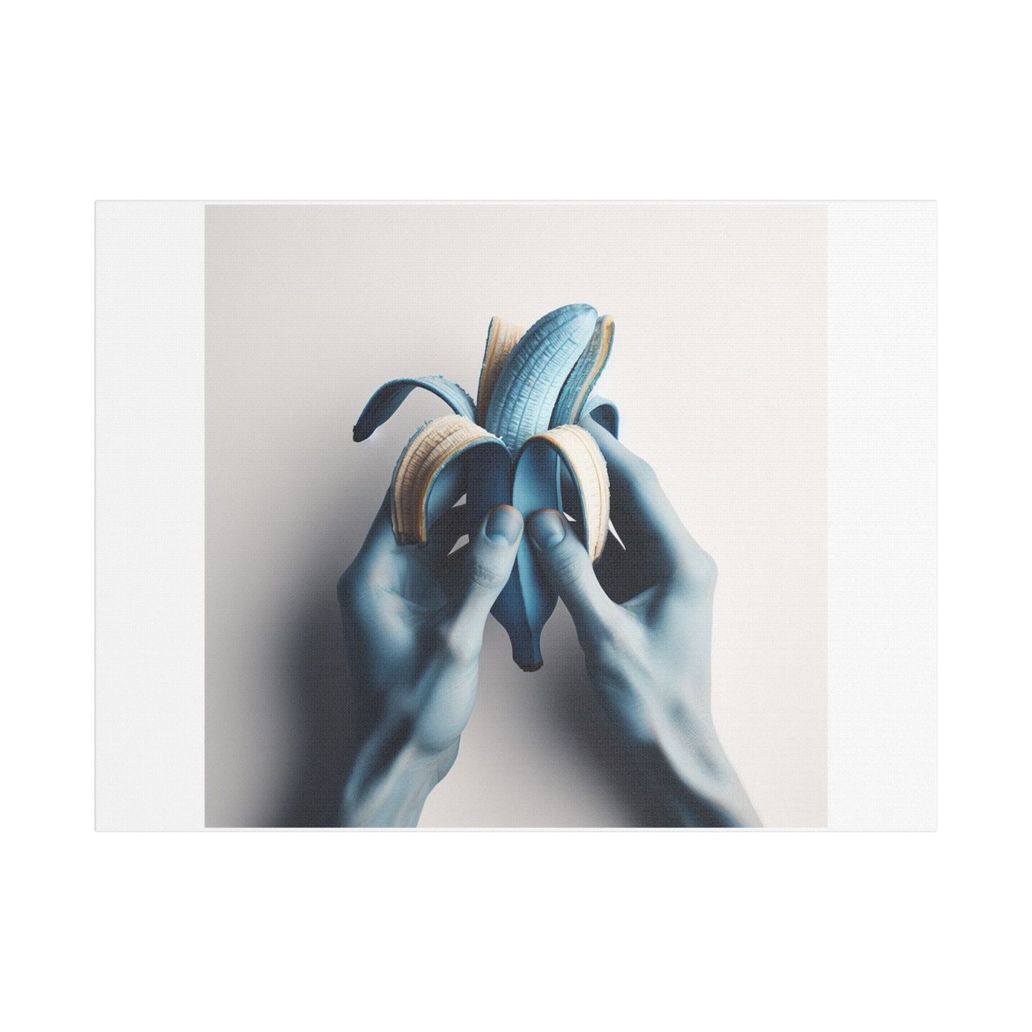 Blue Banana Abstract Art 'Designed by AI' Print on Canvas