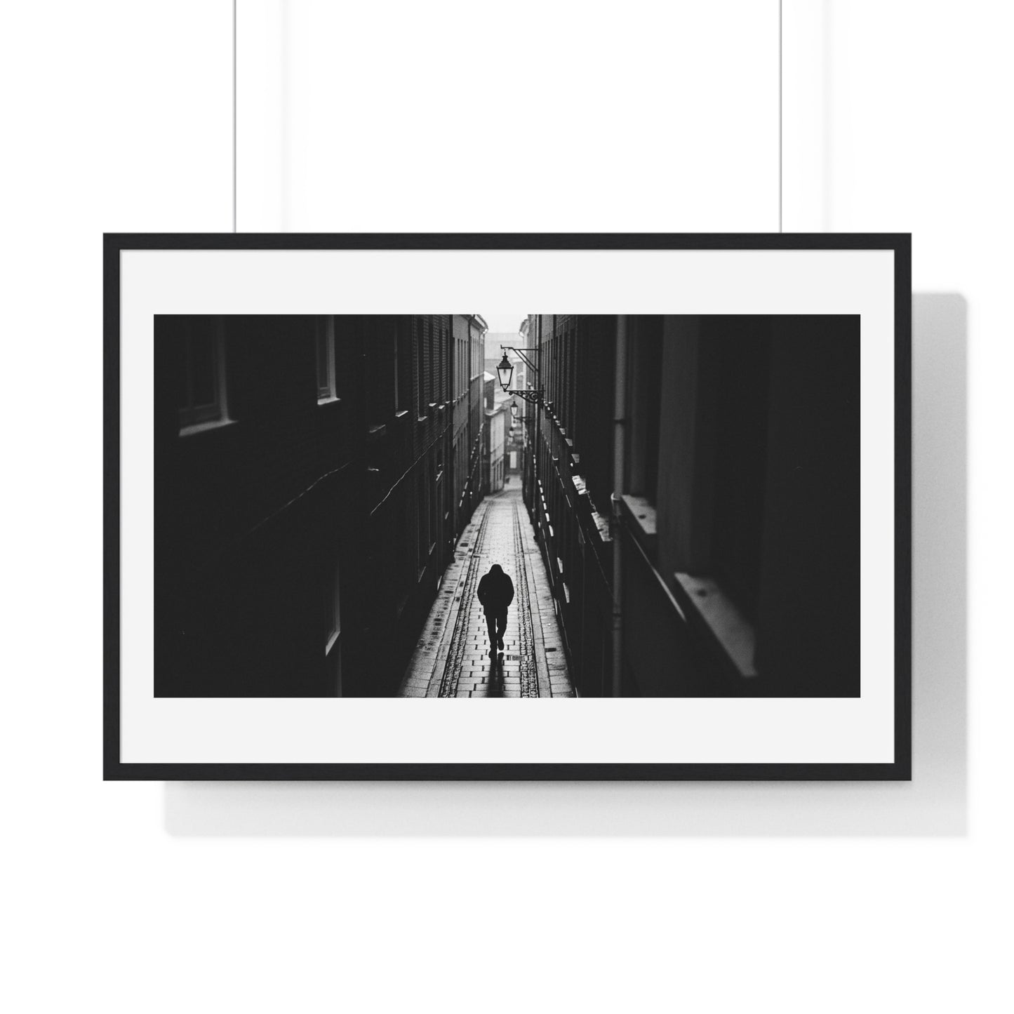Black and White Photography, High-Contrast Cityscape II 'Designed by AI' Framed Print