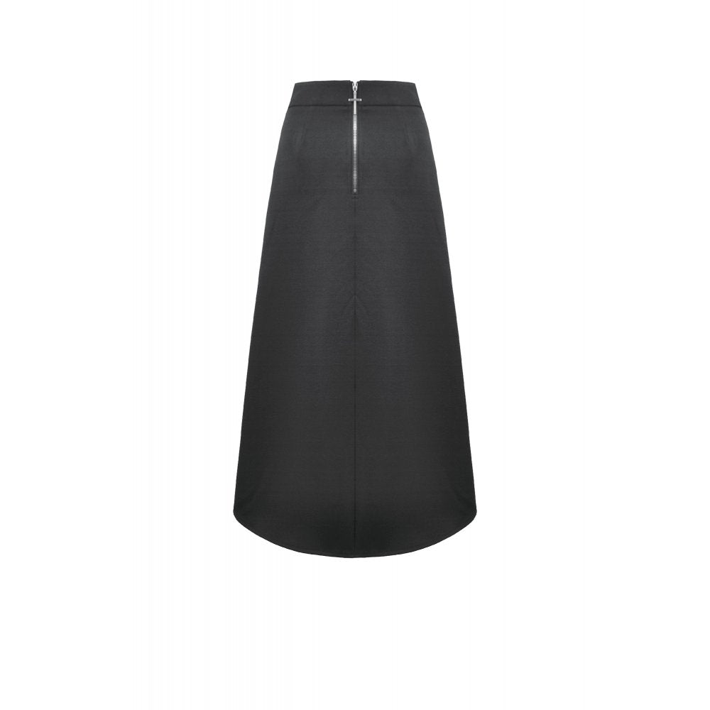 Dark in Love Punk Layered-Pocket Cutout Belted Long Skirt