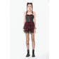 Dark in Love Red-Black Plaid Leather-Layered Punk Sweetcore Dress