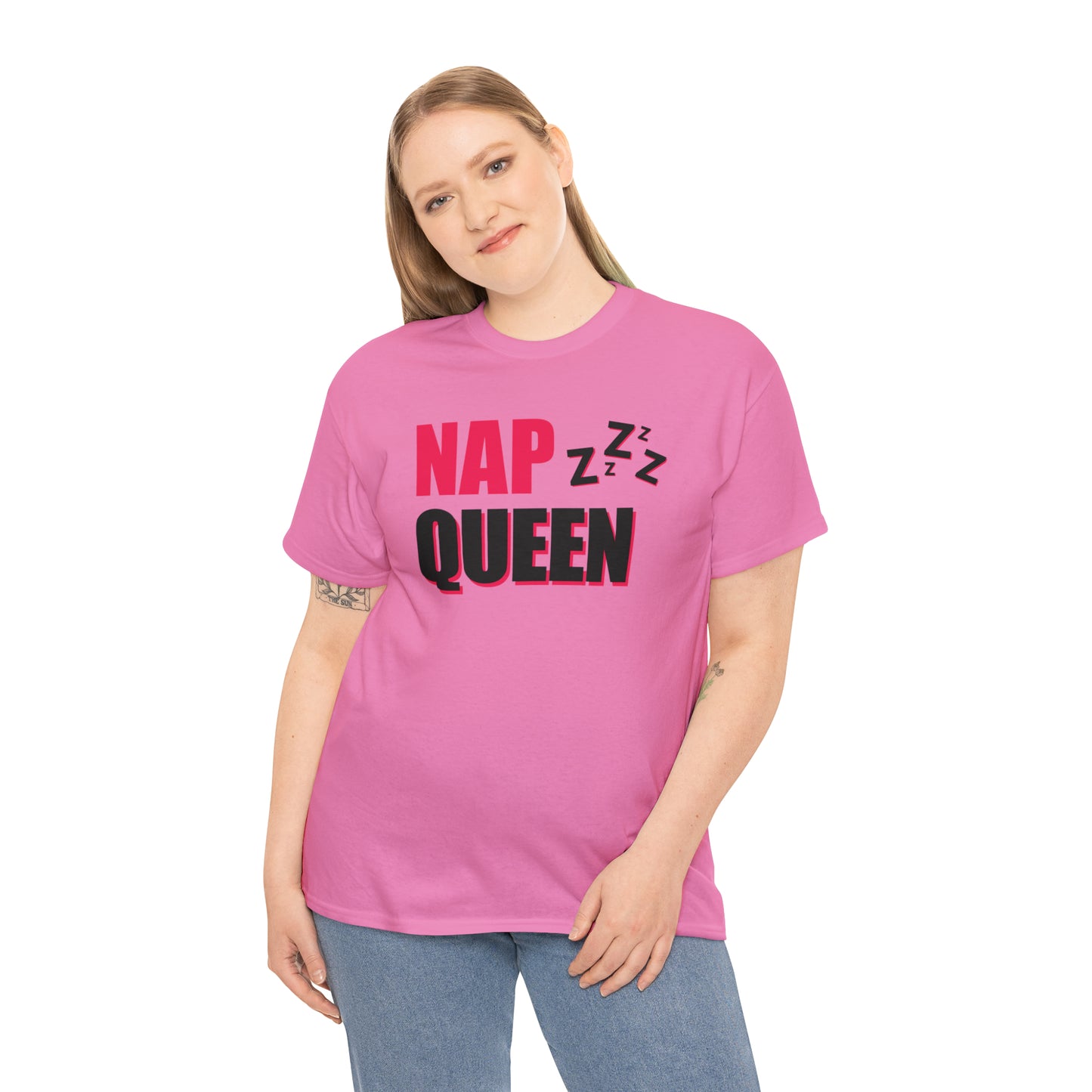 Nap Queen ヘビーコットン Tシャツ ユニセックス ワールドワイドサイズ 昼寝、睡眠、怠惰、休息