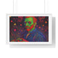 Vincent van Gogh Self Portrait Remixed, Psychedelic Art 'Designed by AI' Framed Print