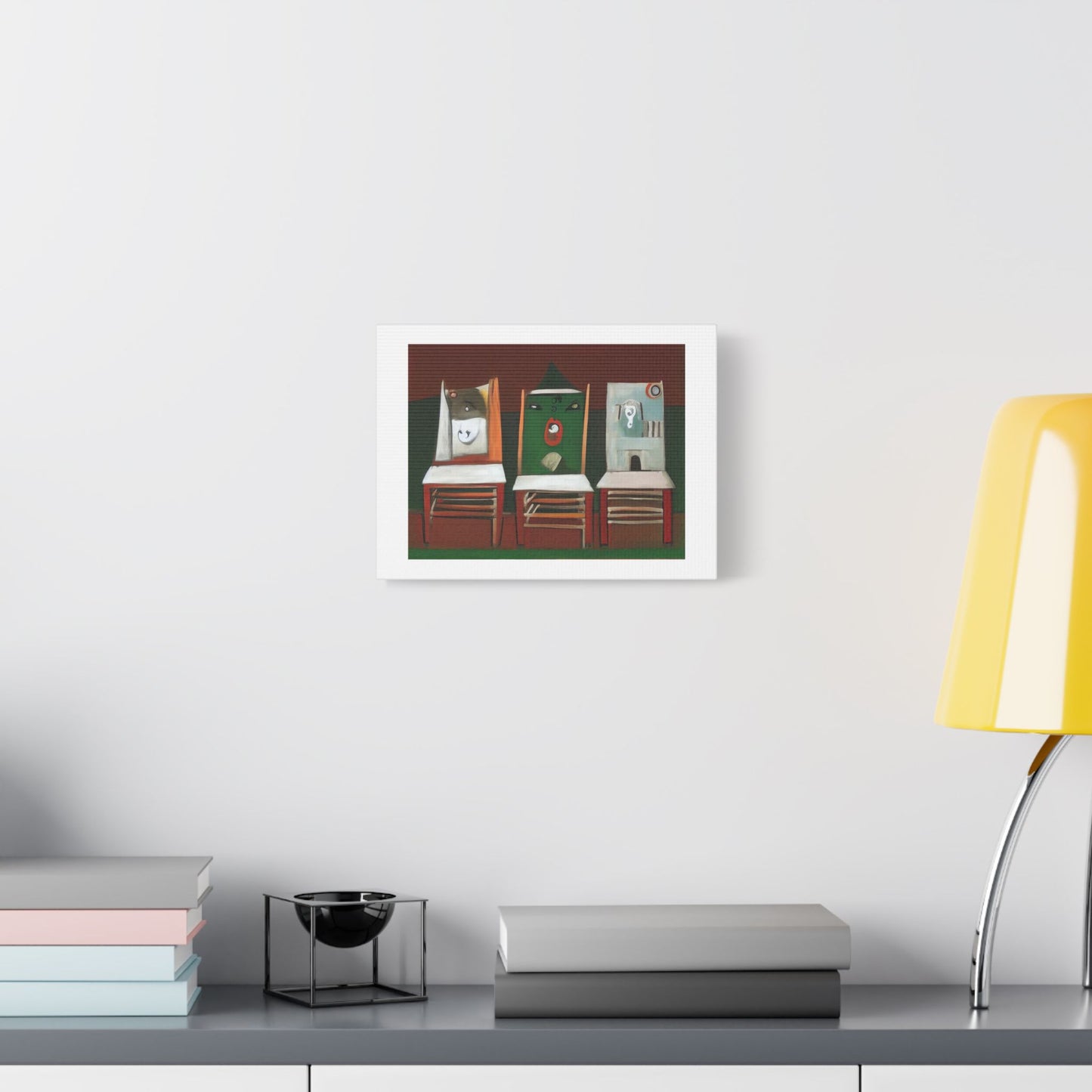 Birds and Chairs, Abstract Art 'Designed by AI' Print on Canvas