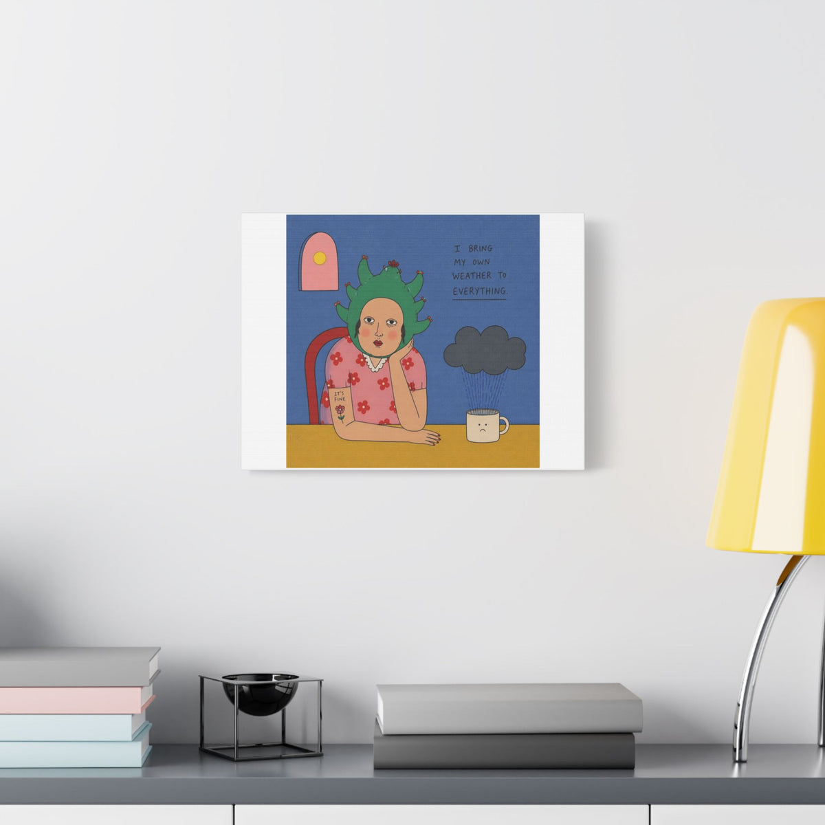 It's Fine V, Cartoon Art Print on Canvas