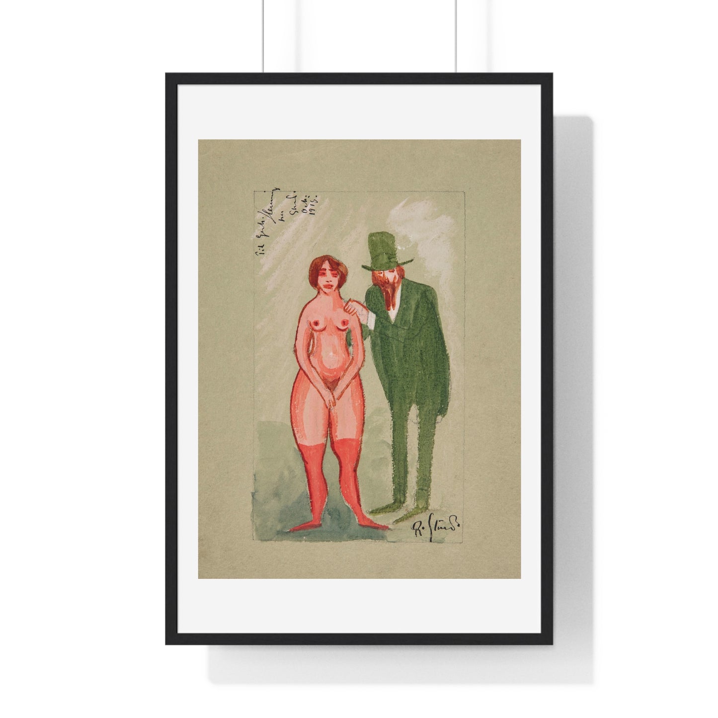 Pink Lady and Green Man by Robert Storm Petersen, from the Original, Framed Art Print