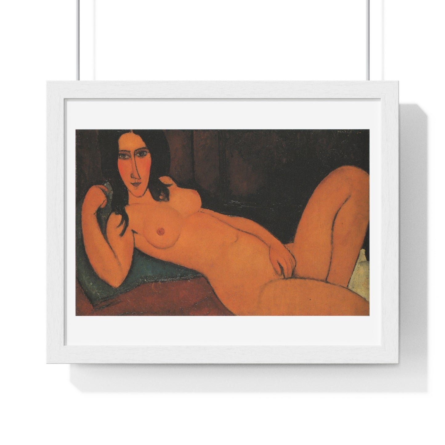 Reclining Nude with Loose Hair (1917) by Amedeo Modigliani, from the Original, Framed Art Print