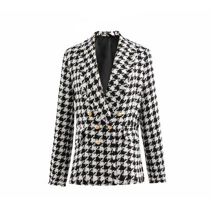 Houndstooth Women's Classic Plaid Jacket