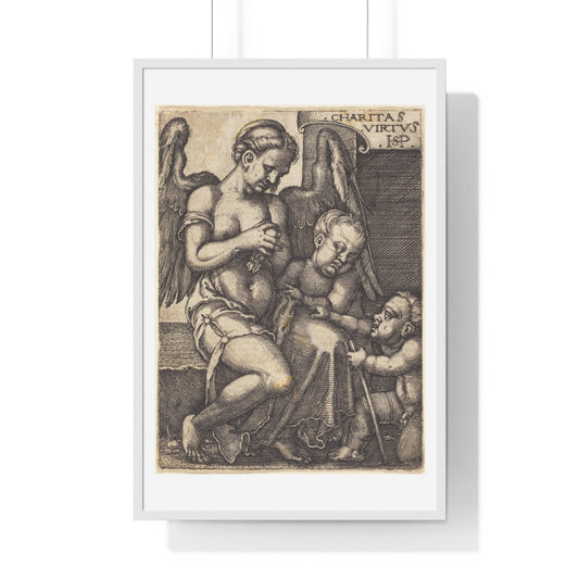 Charitas (1539) Engraving by Sebald Beham, from the Original, Framed Art Print