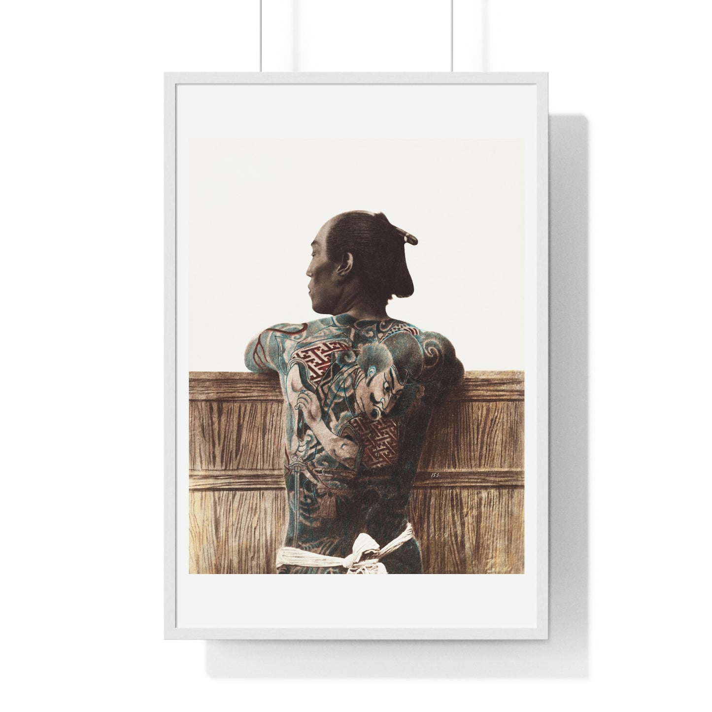 Nude Photography of Tattooed Japanese Man (1870s –1890s) by Kusakabe Kimbei, from the Original, Framed Print