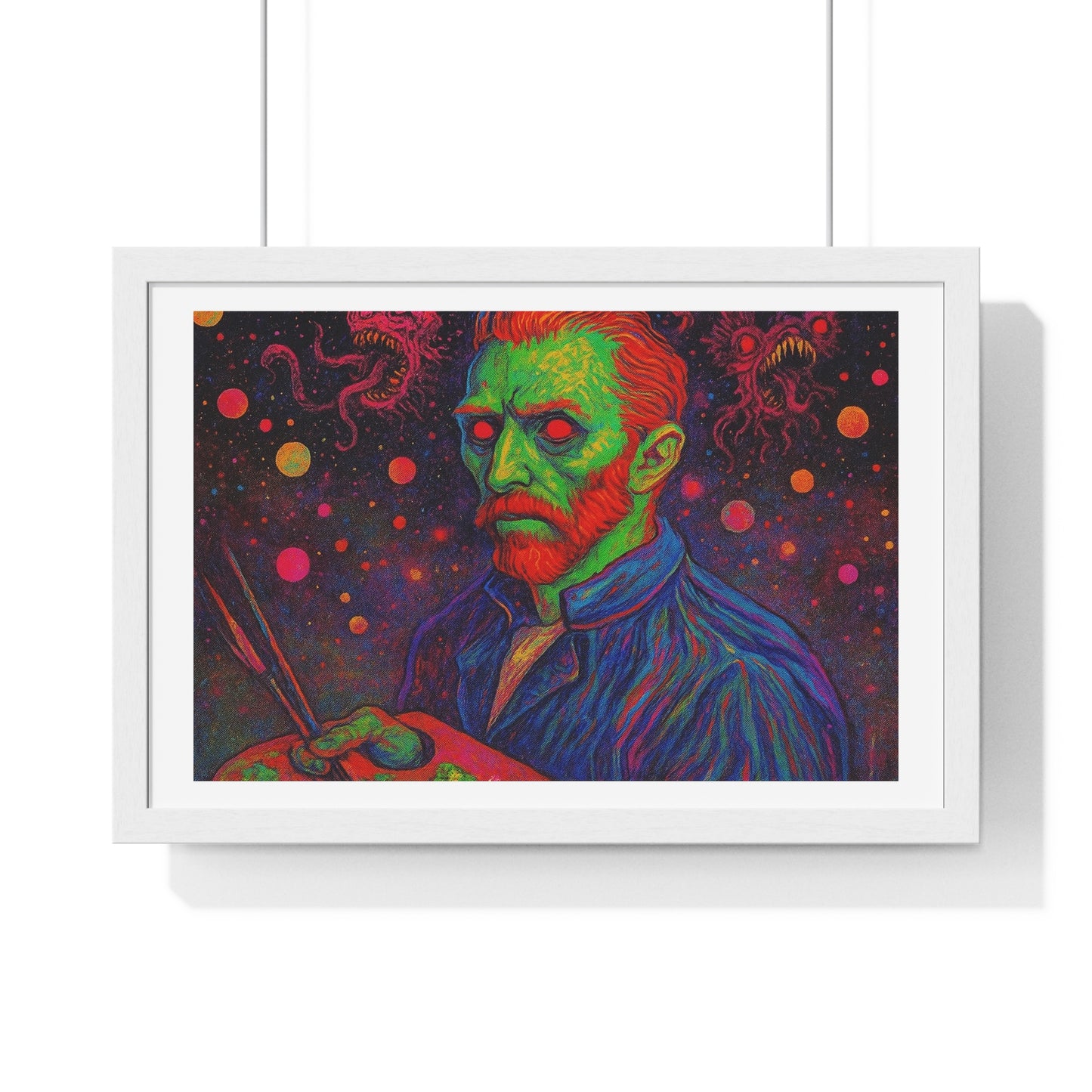 Vincent van Gogh Self Portrait Remixed, Psychedelic Art 'Designed by AI' Framed Print