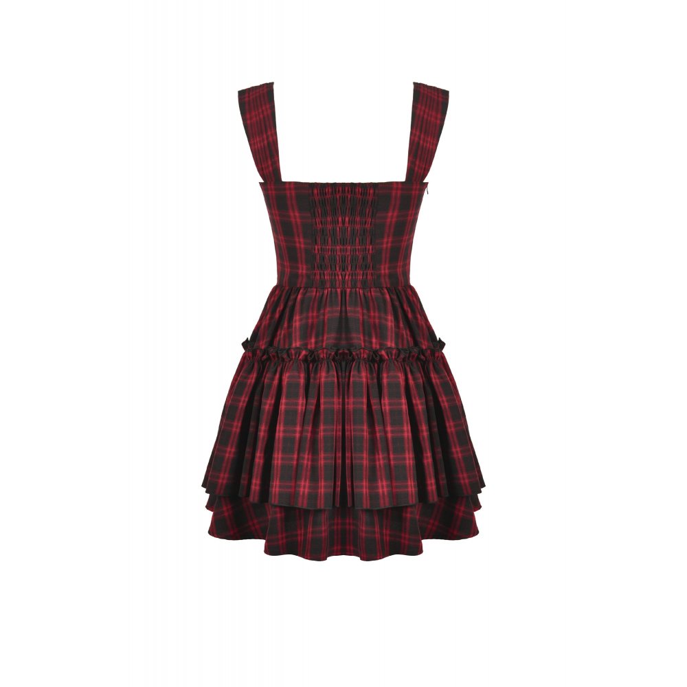 Dark in Love Morrigan Tartan Lace-Up Dress in Black