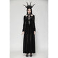 Dark in Love Vera Gothic Velvet High-Slit Maxi Dress with Hollow Neckline, Embroidered Buttons