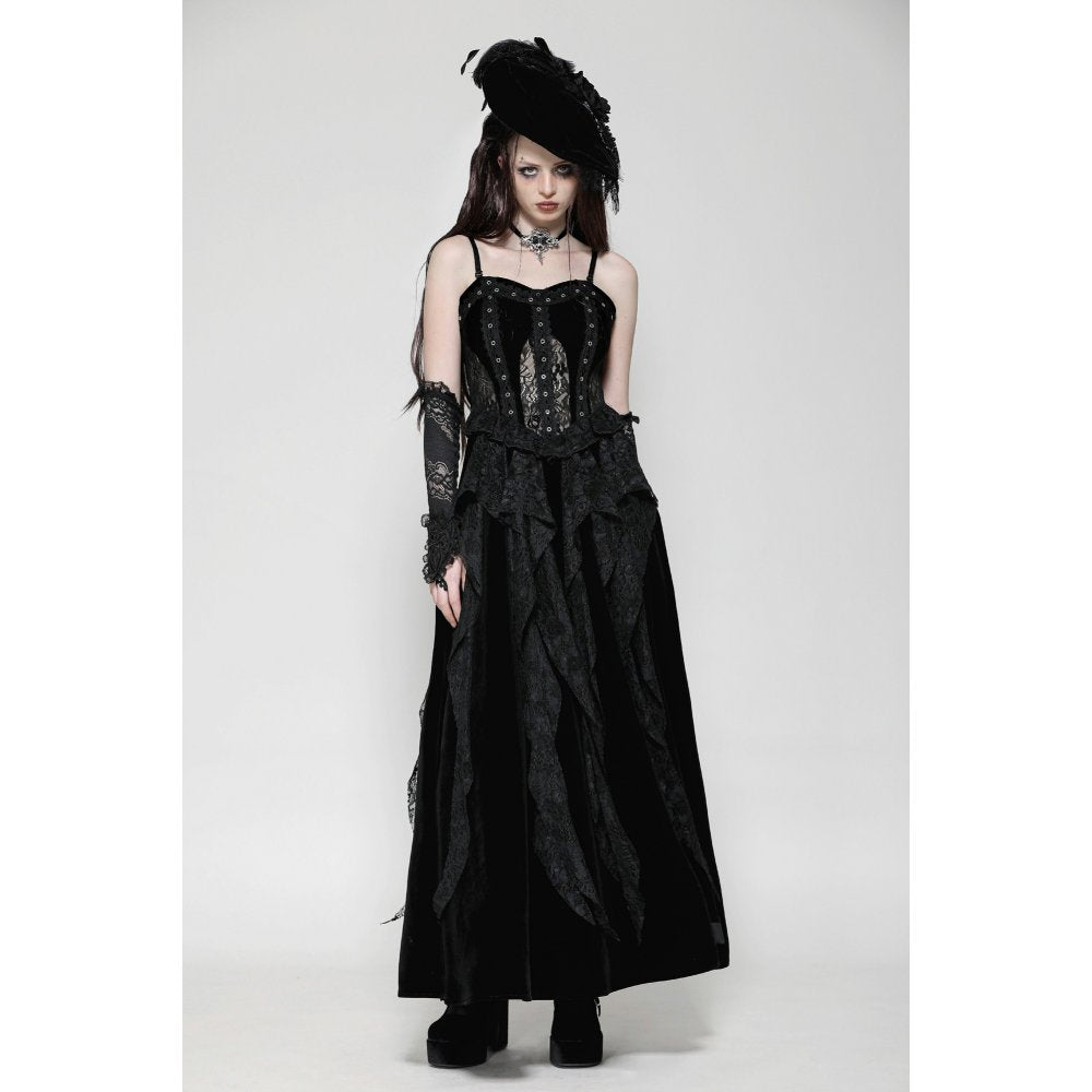 Dark in Love Fia Romantic Gothic Hollow Waist Maxi Dress
