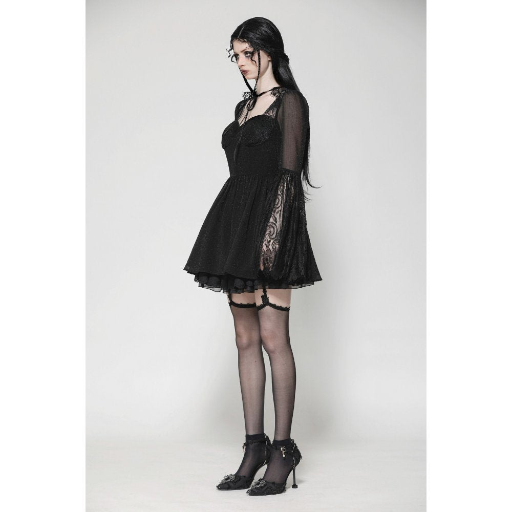 Dark in Love Greta Dark Mystique Gothic Lace-Up Mesh Dress