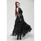 Dark in Love Carys Black Gothic Asymmetrical Lace Off-Shoulder Dress with Rhinestone Detail