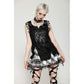 Dark in Love Quinn Punk Black and White Checkered Asymmetrical Messy Net Skirt
