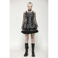 Dark in Love Ida Punk Grey Tartan Metal-Studded Dress