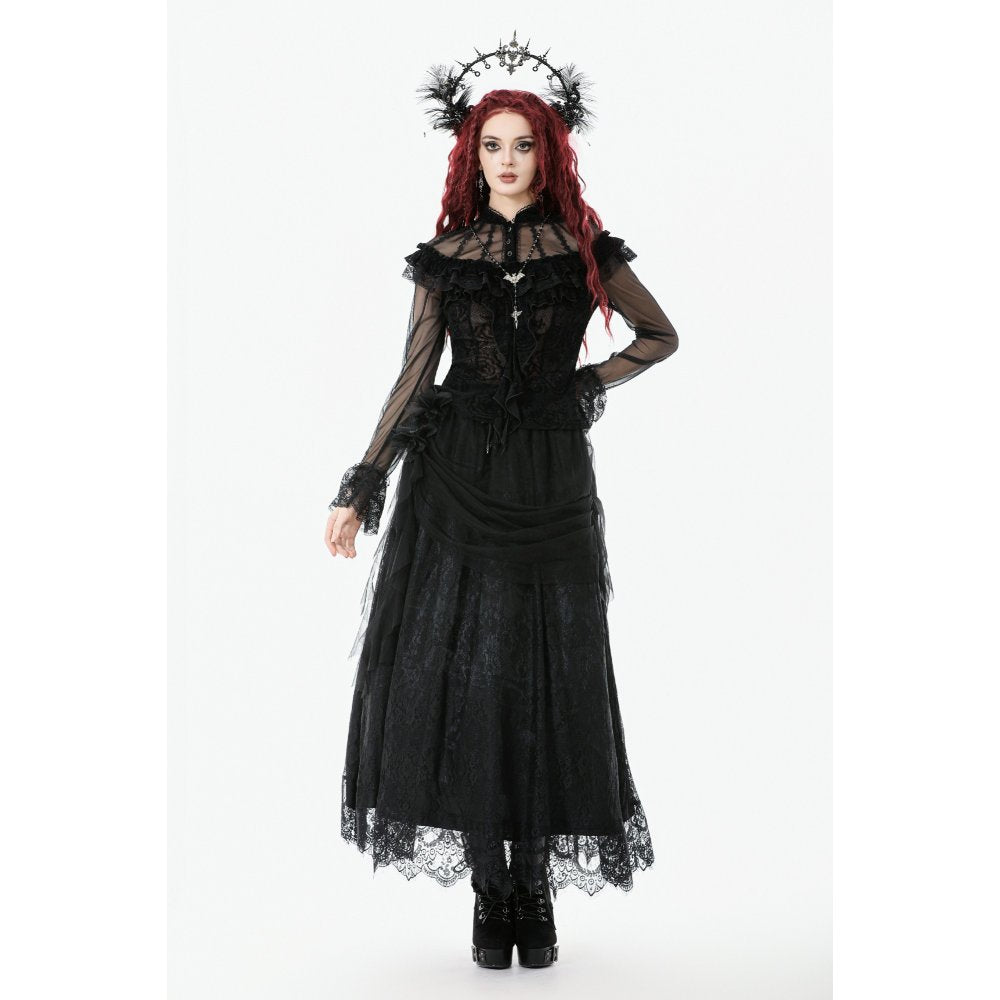 Dark in Love Seraphina Gothic Blouse, Layered Lace Cuffs