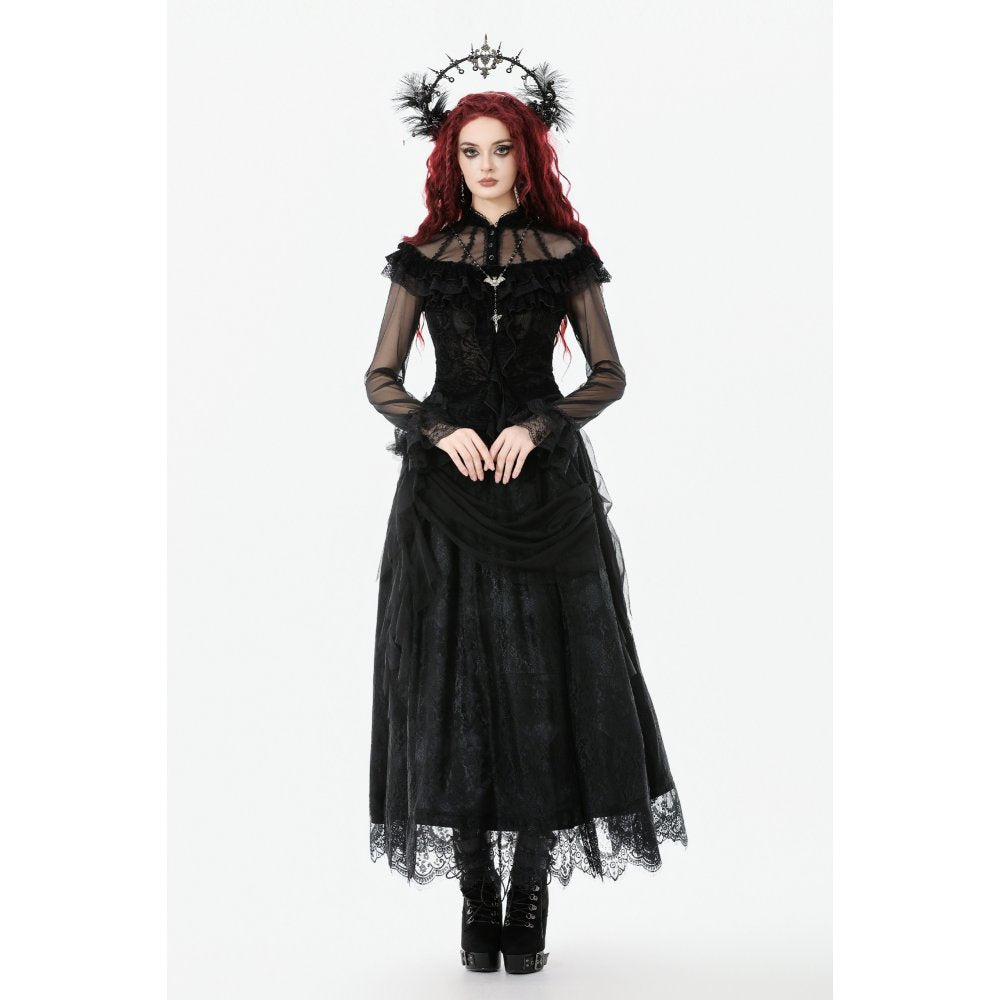 Dark in Love Seraphina Gothic Blouse, Layered Lace Cuffs