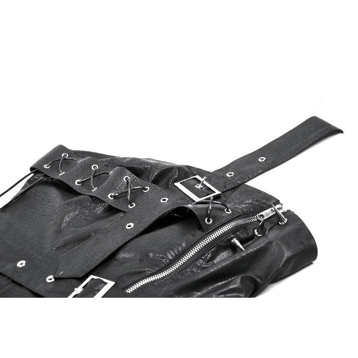 Dark in Love Vespera One-Shoulder Spiked Faux Leather Corset Top