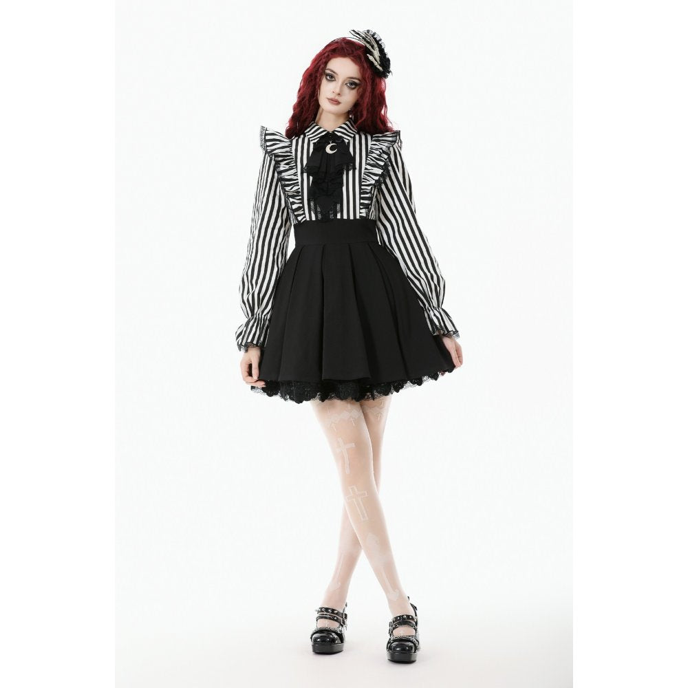 Dark in Love Striped Ruffle Victorian-Inspired Lolita Dress