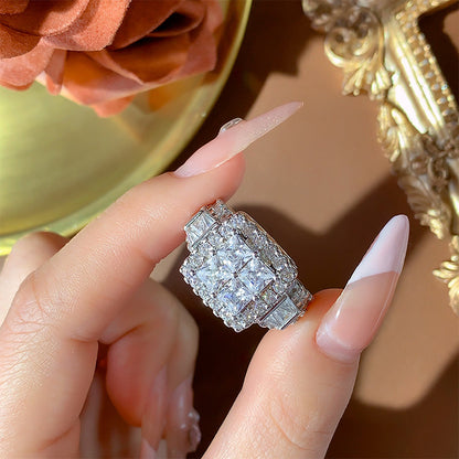 Women's Sterling Silver Bold Imitation Diamond Moissanite Index Finger Ring