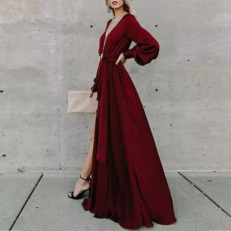 Vireous Long Sleeve Elegant Crossover 'Celtic' Long Dress