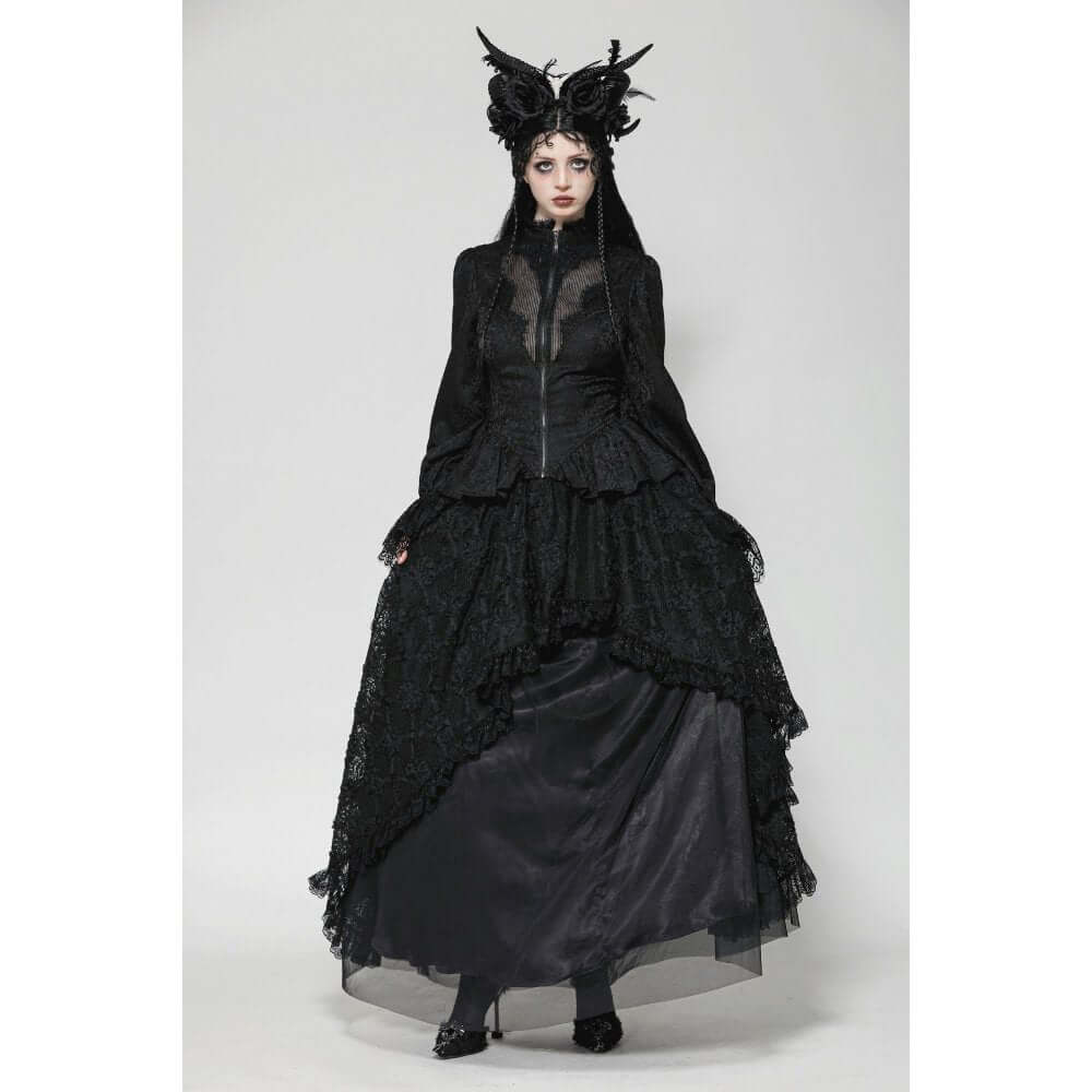 Dark in Love Felicity Gothic Lacy Zip-Up Tailcoat Shirt
